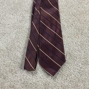 Vintage Sulka Tie Mens One Size Red Striped 100% Silk London New York Paris